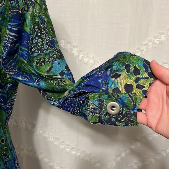 Ruby Rd. Zip Up Palm Leaf Nautical Blazer Size 14 Petite - Picture 3 of 9